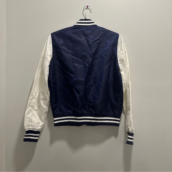 Steve Madden Navy Blue/White Bomber Jacket - Picture 3 of 5